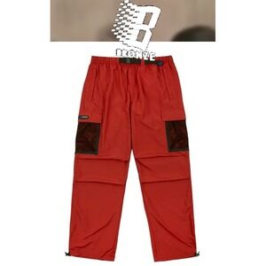 Bronze 56K Baggy Windbreaker Cargo Track Pants Belted Men's L Rust Skater EUC